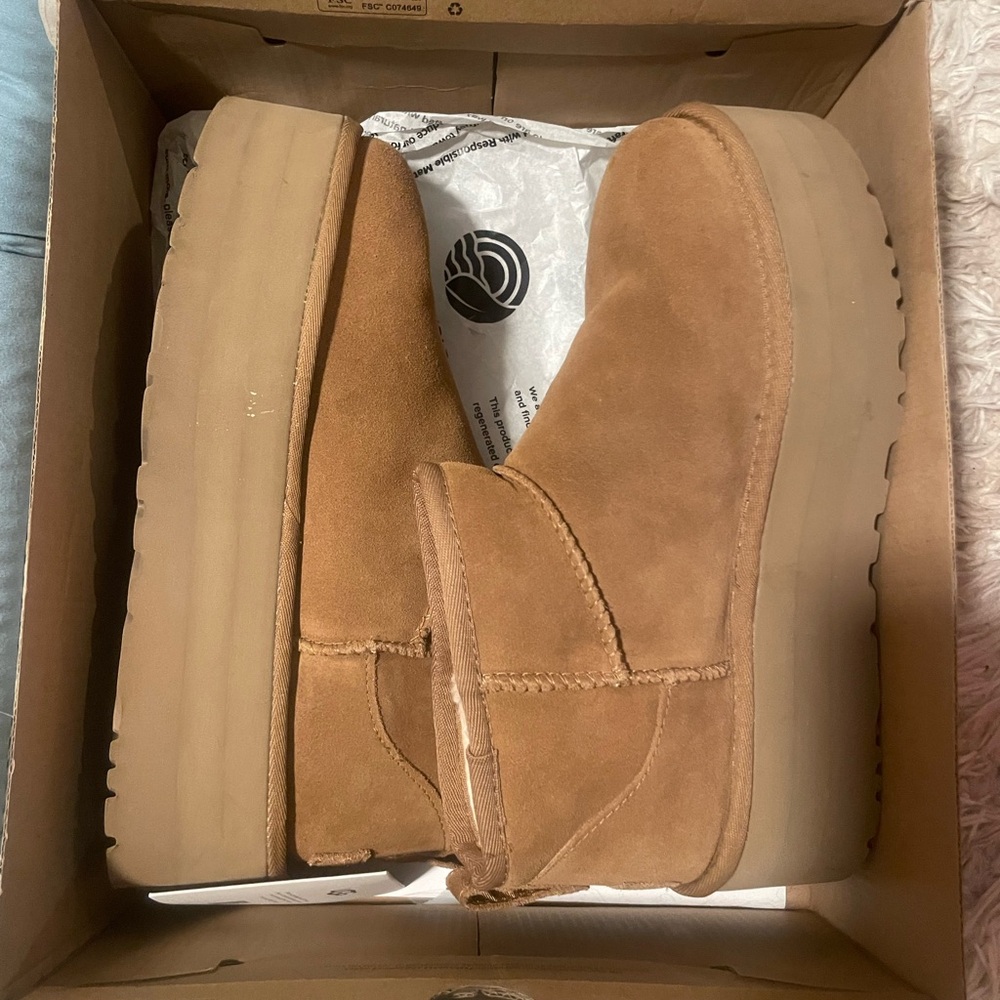 Cozy Tan Suede UGG Platform Boots - Picture 13 of 13